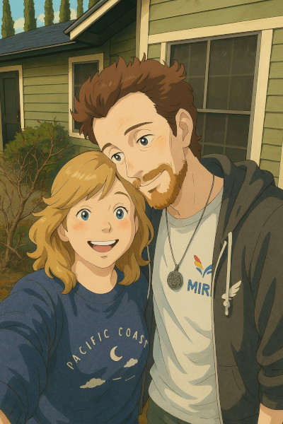 Ghiblified picture of Max and Haven.